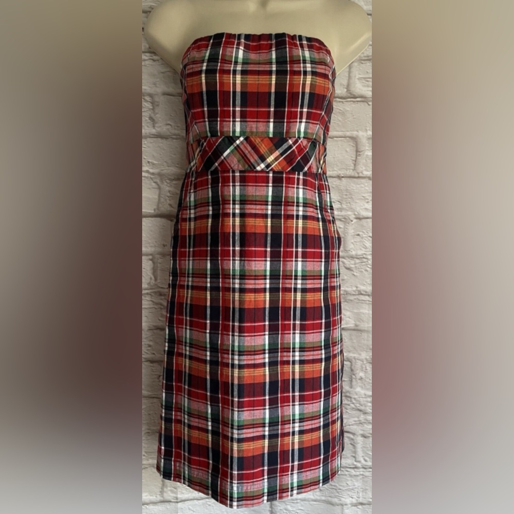Vineyard Vines Plaid Strapless Dress